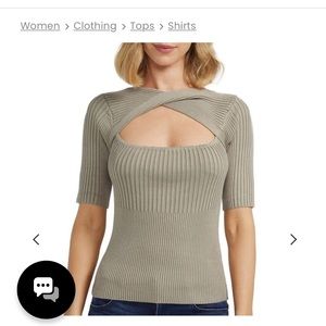 Grayish ribbed sweater reversible top. Cut out detail for front.